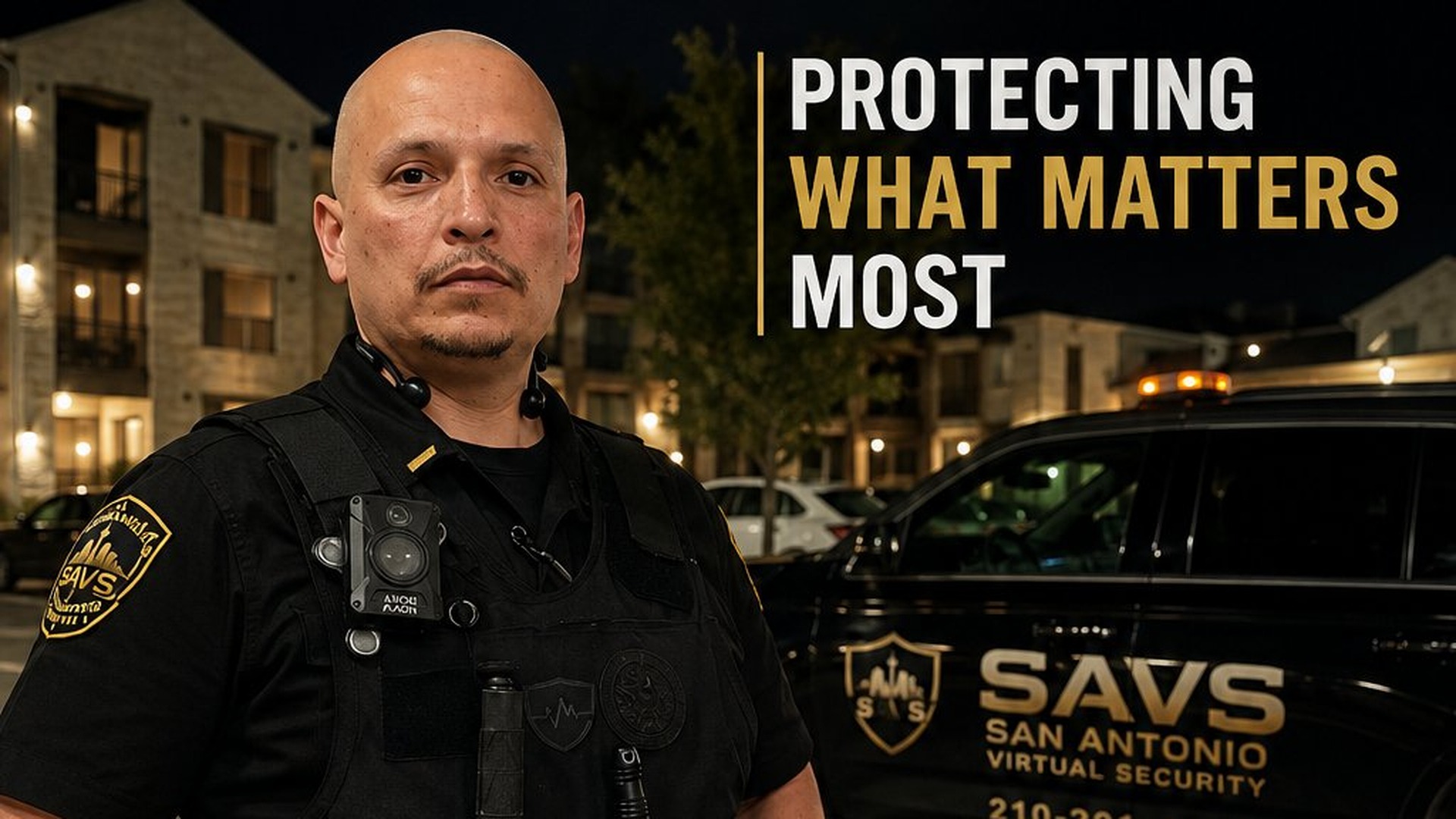 SAVS officer on post at a San Antonio apartment community