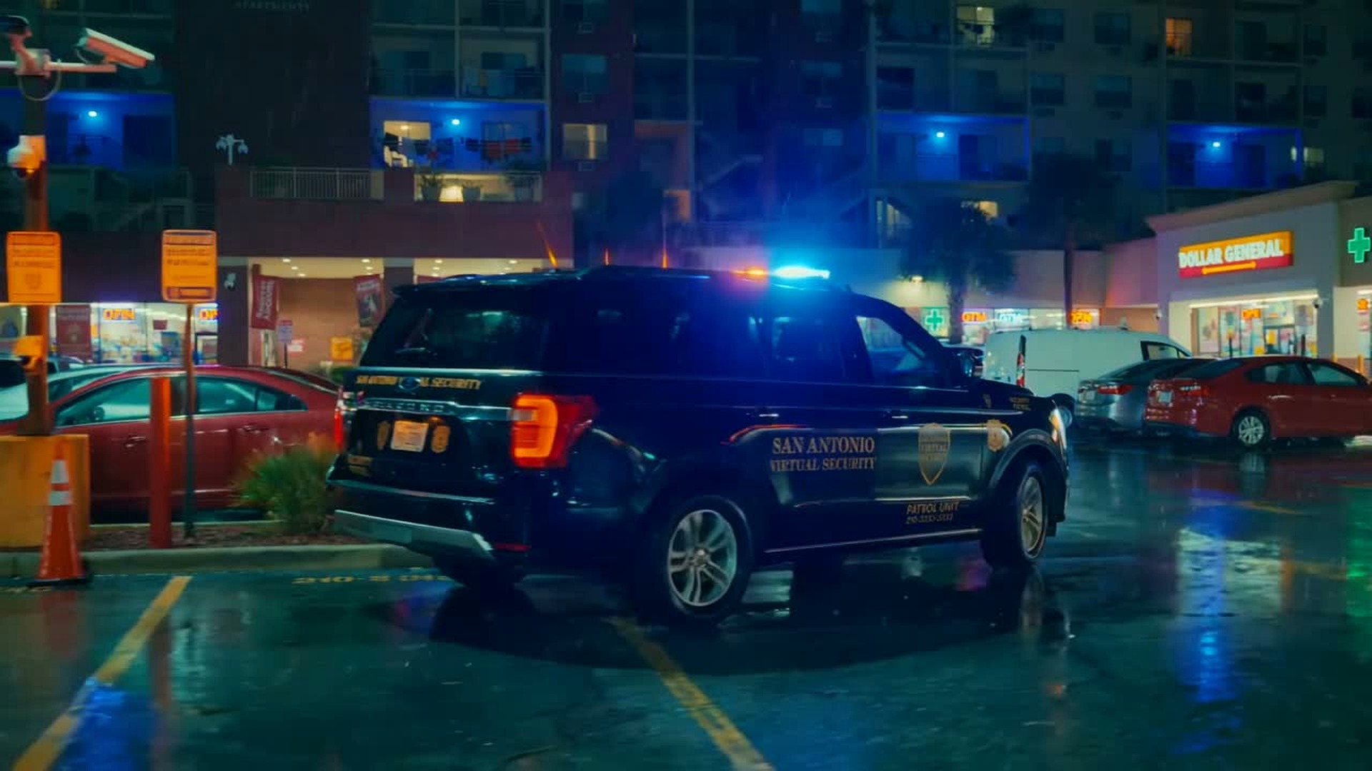 SAVS patrol vehicle in an apartment community lot